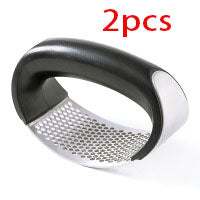 best garlic crusher stainless steel manual garlic press rocker with ergonomic black handle set of two