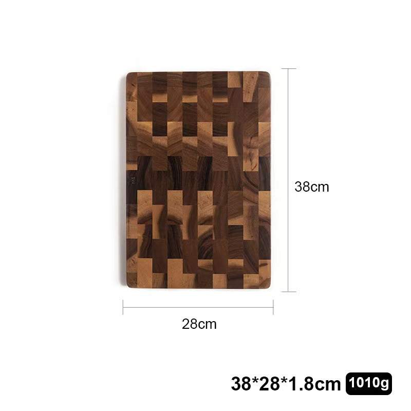 Cutting wood board made from solid acacia mangium with a chessboard grid pattern, measuring 38 by 28 cm, 1.8 cm thick